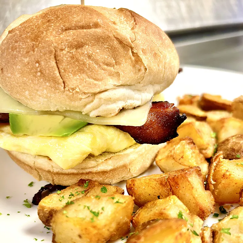 Egg Sandwich with Home Fries for brunch in Stoneham MA